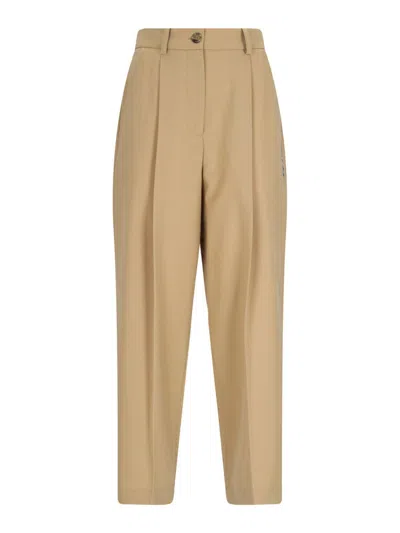 Marni Logo Logo Trousers In Beige