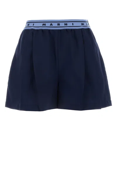 MARNI SHORTS IN LANA BLU NAVY DONNA