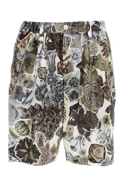 Marni Floral-print Silk Shorts In Black