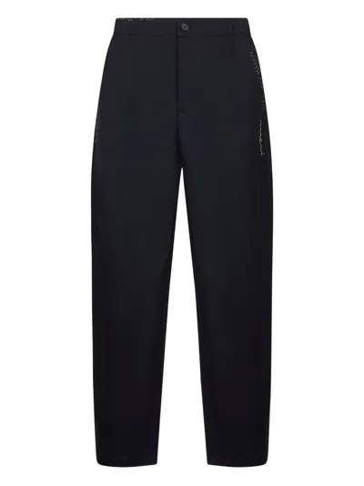 MARNI EMBROIDERED POCKET WOOL TROUSERS