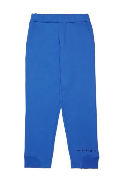 Marni Pantaloni Jogger In Felpa Con Elastico Alla Caviglia In Blue