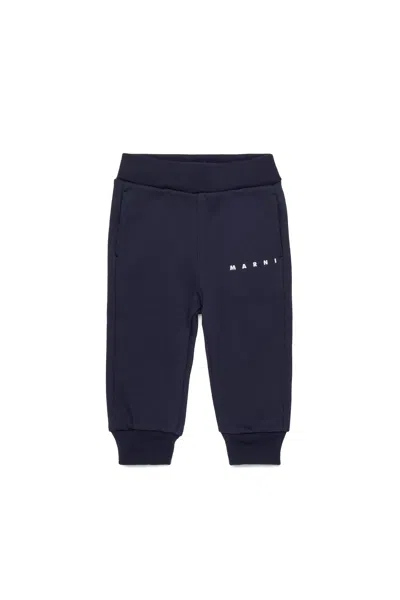 Marni Pantaloni Jogger In Felpa Con Logo In Blue