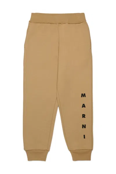 Marni Pantaloni Jogger In Felpa Con Logo In Neutral