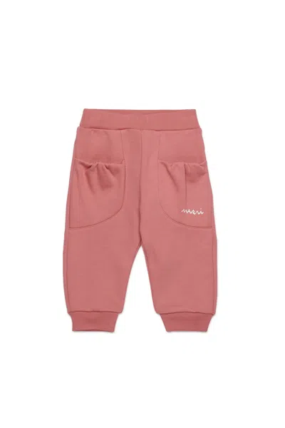 Marni Kids' Pantaloni Jogger In Felpa Con Tasche Arricciate In Pink