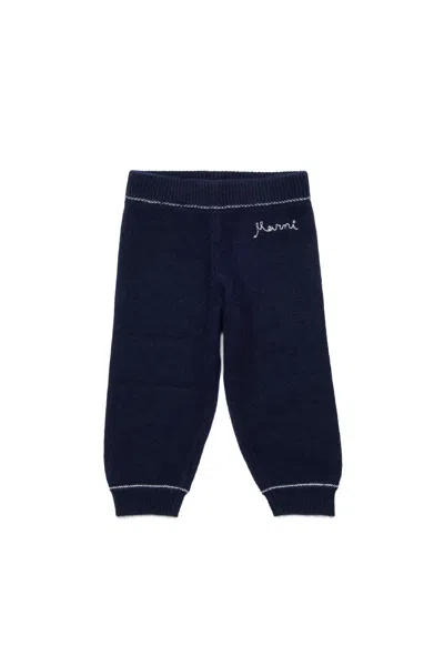 Marni Pantaloni Jogger In Misto Lana-cashmere Con Logo In Black