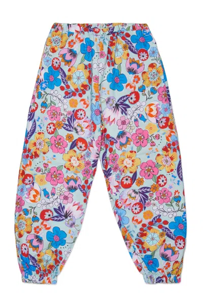 Marni Kids' Pantaloni Jogger In Popeline Allover Holiday In Placid Blue