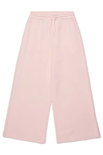 Marni Kids' Branded Fleece Wide-leg Pants In Pink