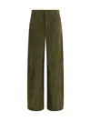 Marni Green Pants With Wide Leg And Logo Patch On The Rear In Green