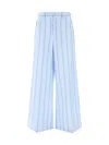 Marni Trousers With Front Pleats And Stripes In Aquamarine