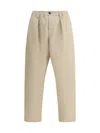 Marni Beige Organic Gabardine Trousers With Drawstring Waist In Beige
