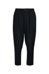 Marni Wool Trousers With Elastic Waistband And Tapered Leg In Blublack