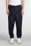 Marni Wool Trousers With Elastic Waistband And Tapered Leg In Blue