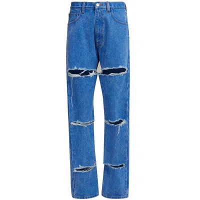 Marni Cur-out Cotton Jeans In Blue