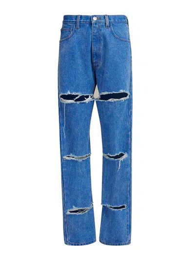 Marni Cur-out Cotton Jeans In Blue