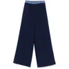 Marni Wide-leg Black Trousers With Elastic Waistband In Blue