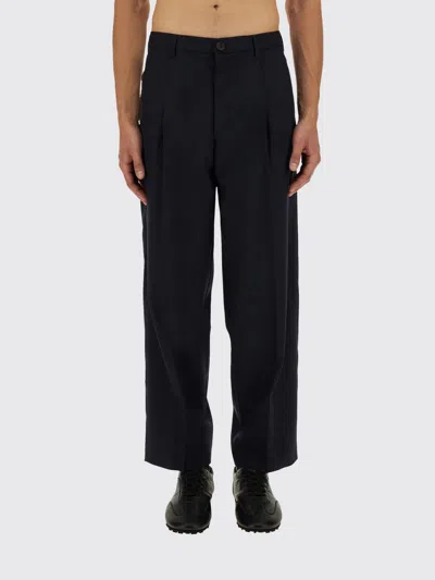 Marni Trousers With Pleated Design And Pockets In Blue
