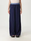 Marni Wide-leg Black Trousers With Elastic Waistband In Blue