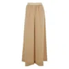 Marni Beige Pants With Elastic Waist And Logo Lettering In Wool Woman In Brown