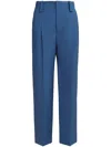 Marni High-waisted Wide-leg Trousers With Sharp Pleats In Sapphire Blue