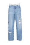 Marni 5 Pockets Denim Jeans With Embroidered Front In Blue