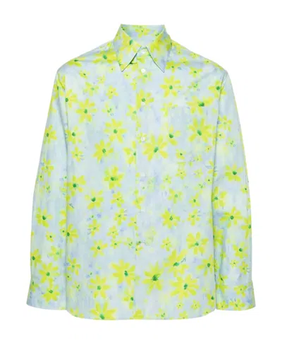 Marni Parade Floral-motif Shirt In Blue