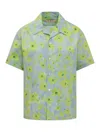 Marni Parade Poplin Short Sleeve Shirt Aquamarine In Blue
