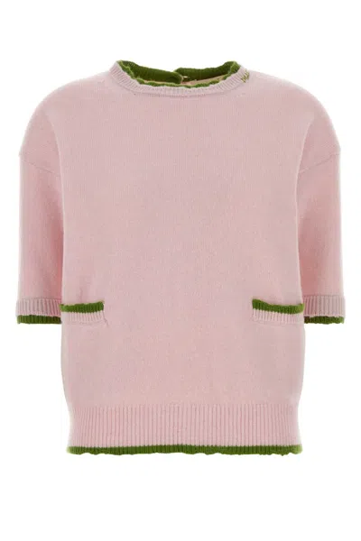Marni Pastel Pink Wool Blend Sweater In Multi