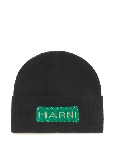 Marni Patch Beanie In Brown