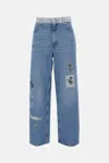 Marni 5 Pockets Denim Jeans With Embroidered Front In Blue