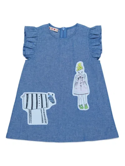Marni Babies' Patch-detail Dress In Blue