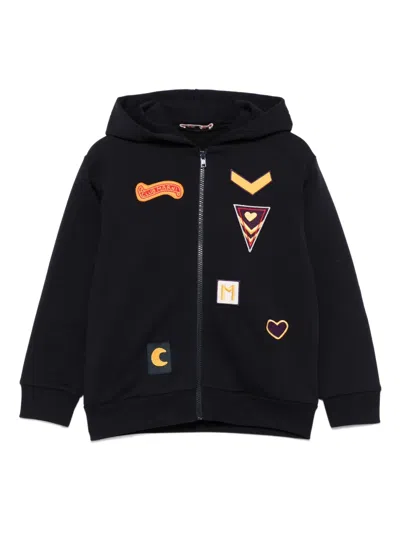 Marni Kids' Patch-detailing Cotton Hoodie In Blue