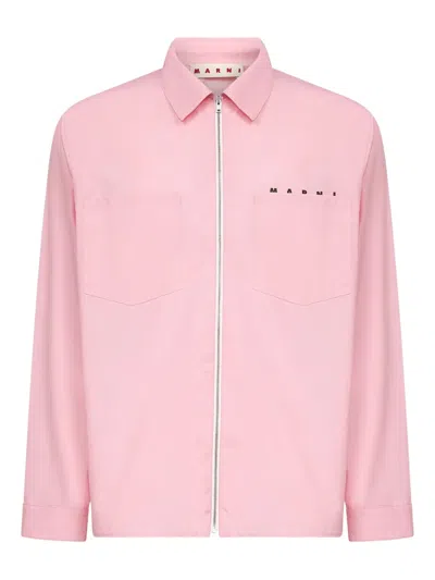Marni Patch-pocket Shirt Jacket In Pink