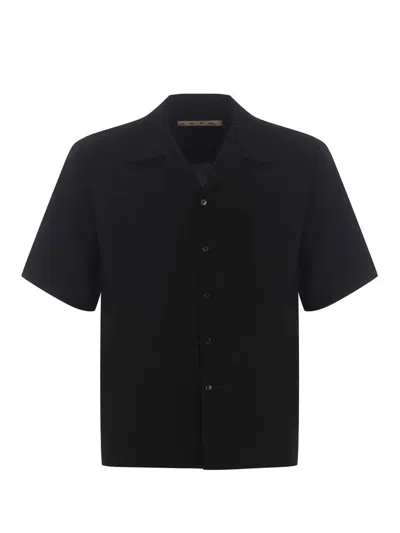 Marni Slogan-print Cotton Shirt In Black