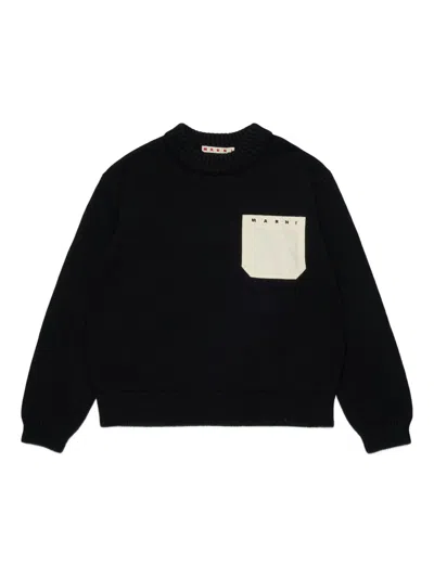 Marni Kids' Patch-pocket Sweater In Black