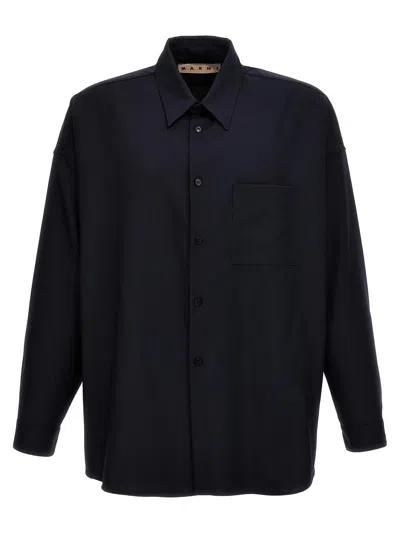 Marni Patch-pocketed Long-sleeved Shirt In Black