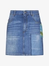 Marni Blue Paneled Denim Miniskirt In Iris Blue