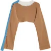 Marni Women Bicolor Cropped Sweater With Stitching
