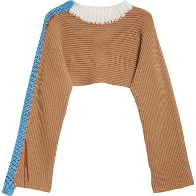 MARNI MARNI PATCHWORK CREWNECK CROP SWEATER