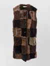 Marni Patchwork Design Shearling Vest In Brown