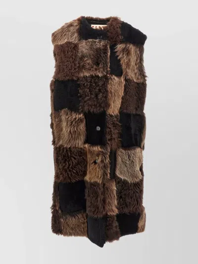 MARNI PATCHWORK DESIGN SHEARLING VEST