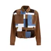 Marni Patchwork-design Leather Jacket In Brown