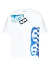Marni Mens Lily White Mixed Media Patch Cotton-jersey T-shirt In White