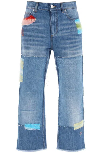 Marni Jeans Cropped Con Inserti In Mohair In Blue
