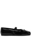 Marni Black Ballerinas With Embossed Bow Detail On The Front In Leather Woman In Black
