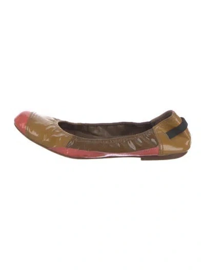 Pre-owned Marni Patent Leather Colorblock Pattern Ballet Flats In Brown