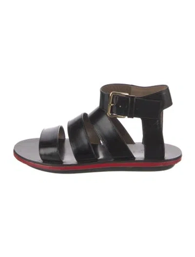 Pre-owned Marni Patent Leather Gladiator Sandals In Black