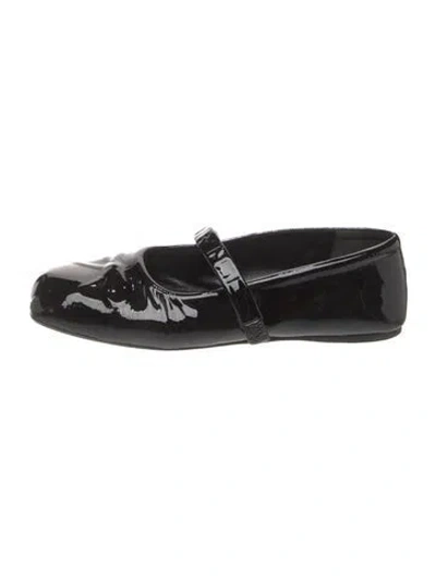 Pre-owned Marni Patent Leather Mary Jane Flats In Black
