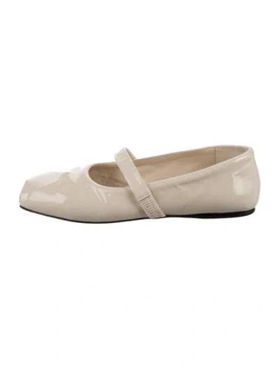 Pre-owned Marni Patent Leather Mary Jane Flats In Neutral