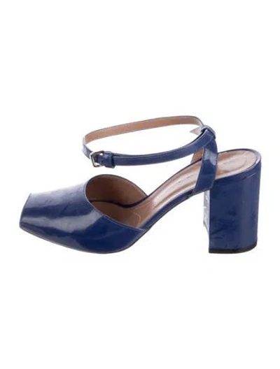 Pre-owned Marni Patent Leather Mules In Blue