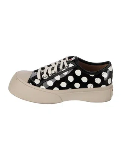 Pre-owned Marni Patent Leather Polka Dot Print Chunky Sneakers In Neutral